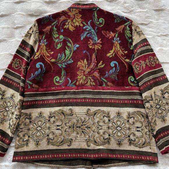 š„Vintage Sag Harbor Boho Floral Tapestry Blazer Jacket Front Button Pockets 12 - Picture 4 of 14